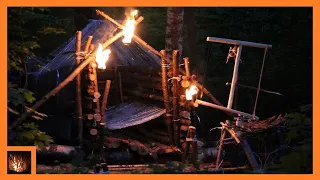 Log Cabin Building, Bow Saw Make, Cooking, overnight camp, BUSHCRAFT TRIP