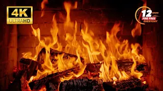 🔥 Cozy Fireplace 4K (12 HOURS). Fireplace with Crackling Fire Sounds. Fireplace Burning 4K