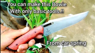 Making a tactical Bowie knife with basic tools (stone-washed)