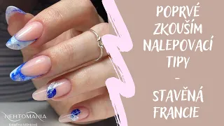 Zkouším nalepovací TIPY😱 | modeláž moderní mandle, stavěná francie, abstraktní zdobení | Kate nehty