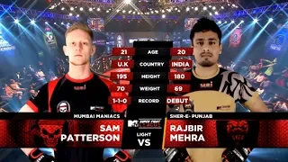 Mumbai Maniacs Vs Sher-E-Punjab | MTV Super Fight League | Sam Patterson Vs Rajbir Mehra | SFL