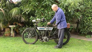 Starting 1909 Veteran Triumph Motorcycle