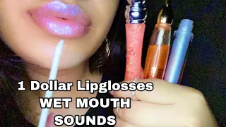 ASMR~ TINGLY 1 Dollar Lipglosses Application with WET Mouth Sounds + Lots of Tapping (whispered)