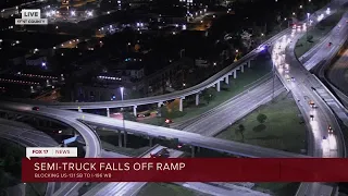 6 a.m. update: Truck falls off ramp at US-131 and I-196