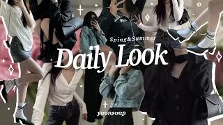 [SUB] simple yet unique spring & summer outfits : black and white with a drop of blue