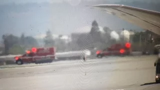 Taxiing airliner and truck collide at Los Angeles International Airport