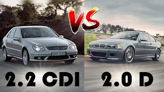 BMW E46 320D 150hp VS Mercedes C220 CDI 143hp (Acceleration test 0-100) side by side