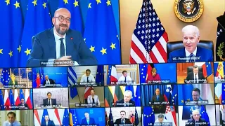 US President Joe Biden joins EU video summit | AFP