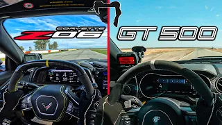 C8 CORVETTE Z06 VS SHELBY GT500 TRACK PACK | TRACK BATTLE!