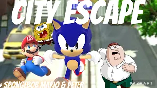 City escape + SpongeBob Mario & Peter