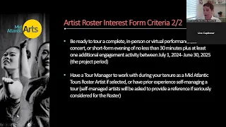 FY25 Mid Atlantic Tours Roster Artist Interest Form Video