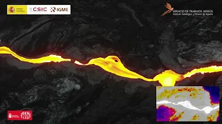 26/11/21 Cómo están las coladas con la cámara térmica y la RGB (óptica) Erupción La Palma IGME