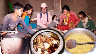 dharme brother & wife are cooking buff curry || Rural Nepal || @lifeinruralnepal