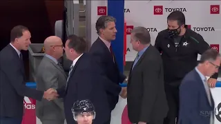 Dallas stars and Colorado avalanche exchange handshakes after stars win series
