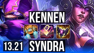 KENNEN vs SYNDRA (MID) | 10 solo kills, Quadra, 2.2M mastery, Legendary, 25/6/7 | EUW Master | 13.21