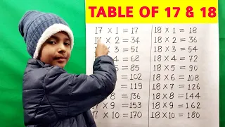 Learn Table of 17 and 18 | Table of 17 | Table of 18 | 18x1=18 Multiplication | RSGauri
