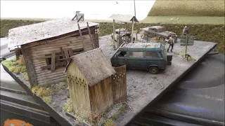 Post Apokalyptisches Diorama mit Zombies, ein wenig Mad Max und auch Walking Dead Flair.