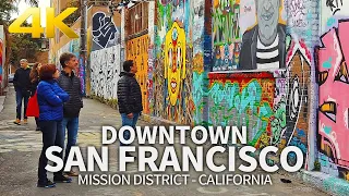 SAN FRANCISCO - Mission District, Street Walk in San Francisco City, California, USA, Travel, 4K UHD