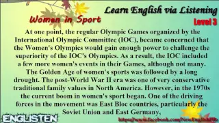 Women in Sport Learn English via Listening Level 3 Unit 79