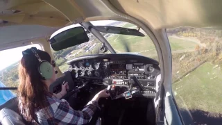 Short Approach Landing at KBED (PA28 w/ATC audio)