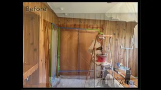 Interior Priming and Painting of Knotty Pine Paneling in Warsaw Indiana- Matthews’ Painting