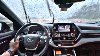 Driving in HEAVY RAIN | 2023 Toyota Highlander XSE POV