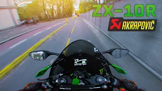 Kawasaki ZX-10R Akrapovic RAW SOUND in the city [2021]