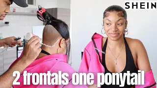 SHEIN HAIR??? DOUBLE FRONTAL PONYTAIL WITH SLICK  TUTORIAL | DETAILED |