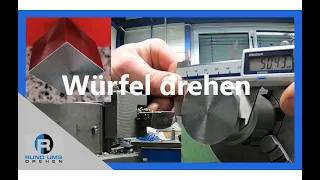 Würfel drehen auf einer Drehmaschine // lathe cube turning