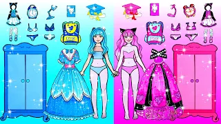 Vestir Muñecas De Papel | Pink And Blue New Room And Costume Dress Up | Woa Doll En Spanish