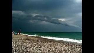 Горизонтальное торнадо над Черным морем у Евпатории