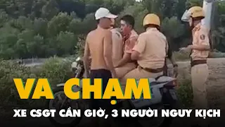 Xe CSGT huyện Cần Giờ va chạm xe máy khác, 3 người nguy kịch