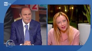 Giorgia Meloni a Porta a porta intervistata da Bruno Vespa. Da non perdere!