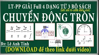 full các dạng bài tập chuyển động tròn đều, gia tốc hướng tâm, chu kỳ, tốc độ của vệ tinh, kntt,ctst