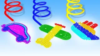 ✅ Самолет кораблик и  машинка из разноцветных шариков  развивающие мультики для детей