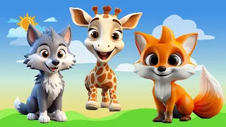 Happy animal moment: Wolf, Giraffe, Fox, Beaver, Elephant, Donkey - Animals sound