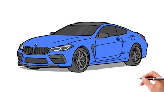 How to draw a BMW M8 COMPETITION / drawing bmw F91 2020 sports car