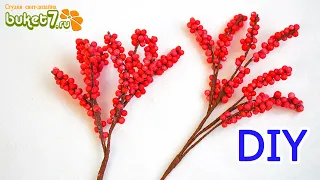 Новогодний декор Ветка с ягодами ☆ Илекс своими руками ☆ Идеи Что сделать из пенопластовых шариков