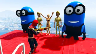 GTA 5 Epic Ragdolls | Spider-Man Frees Minions vs chingam with Lazer Jumps/Funny moments ep.220