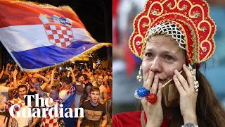 Croatia fans celebrate World Cup quarter-final win as Russians are left devastated