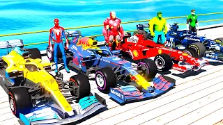 Spiderman et les F1 Défi d'obstacles de course automobile dans la méga rampe GTA 5