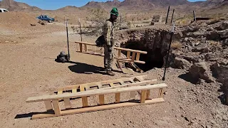 Building And Installing Ladders Accessing Lower Levels Of Mine With ThruNite Catapult Pro