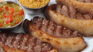 Como fazer Picanha na Frigideira fácil e rapido - Com Sal Grosso - Receitas do Clau