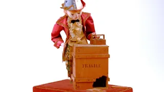 RARE FRENCH 19th C. MUSICAL AUTOMATON - "Clown Packing a Crate"