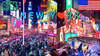 Times Square Walk, New York USA 4K - UHD