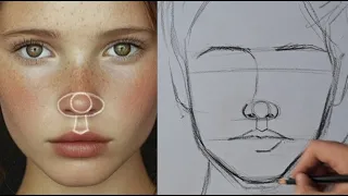 How to draw a portrait of girl using reference photo #loomis