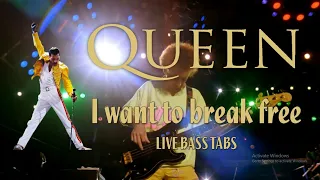 Queen - I Want To Break Free (Bass Tabs) Live at Wembley