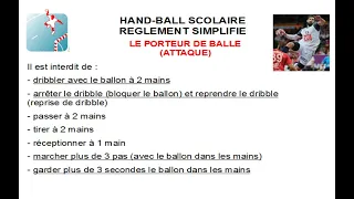 Avec le ballon, il est interdit de - Règlement simplifié de Hand-Ball