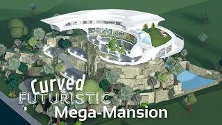 BLOXBURG ~ Curved Futuristic Mega Mansion Tour ~ Bloxburg Build ~ Roblox