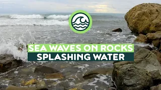 Sea waves splashing on rocks cloudy sky - Relaxing sounds of the sea | Stress relief [1 hour]